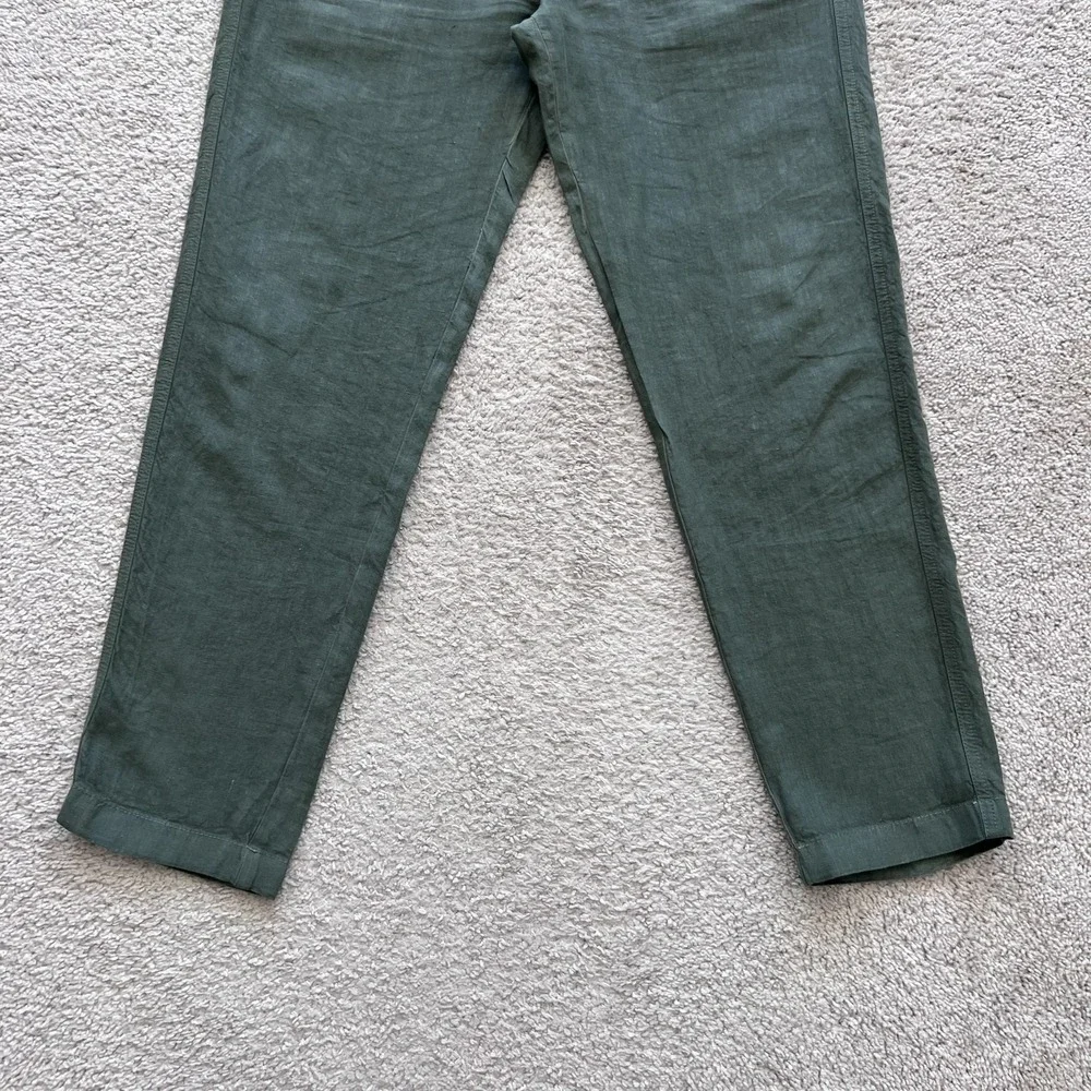 Octobre Editions Pants Mens M Green Linen Chino Elastic Waist Casual Tapered